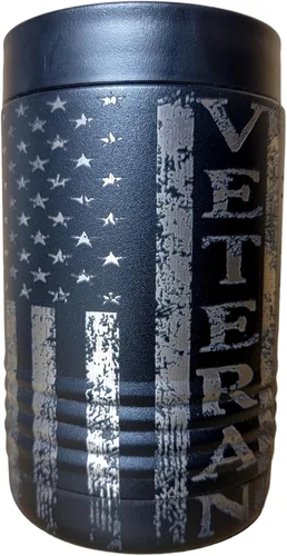 Miniatura 20 de Betsy Ross - Enfriador de latas aislado de acero inoxidable de doble pared con bandera y bandera estadounidense, capacidad para latas de 12 o 16