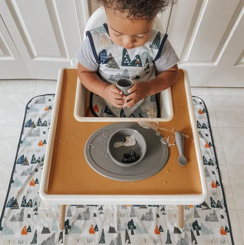 Miniatura 10 de BapronBaby Adventure Awaits - Tapete impermeable para debajo de sillas altas, suelos, mesas, tiempo de juego o artes y manualidades, lavable a