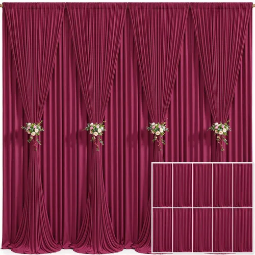 Miniatura 80 de Cortina de fondo beige de 10x10 para bodas y fiestas, cortina de fondo beige sin arrugas para fotos, cortinas de fondo para decoración de baby Gris
