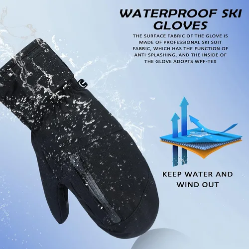 Miniatura 4 de Century Star Guantes de esquí para hombres y mujeres, guantes de snowboard para pantalla táctil, guantes de nieve impermeables para motos de nieve