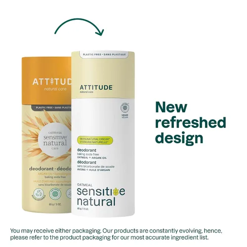 Miniatura 2 de ATTITUDE Desodorante sin bicarbonato de sodio para pieles sensibles con avena y aceite de argán, verificado por EWG, sin aluminio, sin plástico, 3