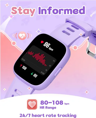 Miniatura 5 de Reloj inteligente para niños con rastreador de ubicación (solo iOS), rastreador de actividad física con contador de pasos, podómetro, frecuencia