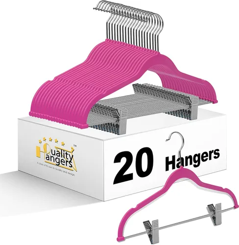 Miniatura 15 de Paquete de 80 perchas de plástico de calidad negra no aterciopeladas, no flocadas, compactas con clips de metal para faldas, pantalones, blusas