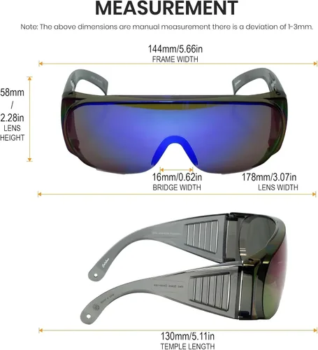 Miniatura 3 de Calabria 1003 Gafas de seguridad grandes que se ajustan sobre anteojos graduados Fitover para hombres y mujeres, envolventes, tintadas