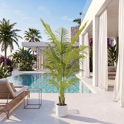 Miniatura 6 de Artificial Palm Tree, ANTING 5FT Tall Faux Palm Tree with Black Base Pot, Artificial Plants with Lifelike Leaves for Outdoor Indoor Home Living Room