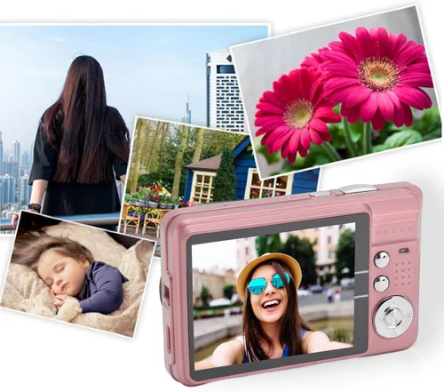 Miniatura 7 de Cámara digital, cámaras 4K para fotografía, cámara compacta con zoom digital 8X, pantalla grande 2.7, cámara de vlogging 4K para fotografía de Rosado