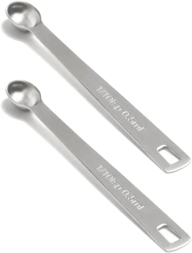Miniatura 20 de 2 piezas 1/4 cucharadita (1/4 tsp, 1.25 ml, Tad) Cuchara de medición única pequeña, pequeñas cucharas de medida de acero inoxidable individuales