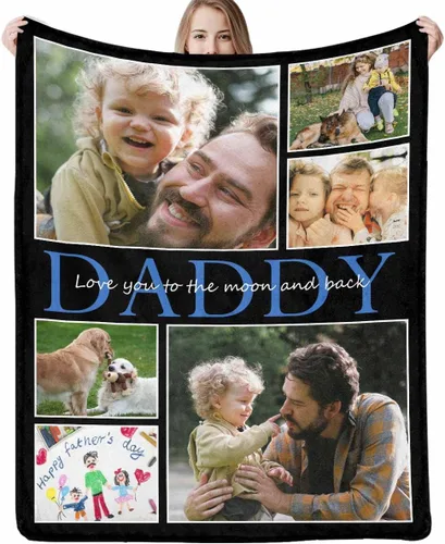 Miniatura 18 de Regalos para papá, manta de regalo personalizada con imagen, manta personalizada para el Día del Padre con foto, manta personalizada de cumpleaños