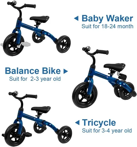 Miniatura 4 de YGJT Triciclo 3 en 1 para niños de 2 a 5 años, bicicletas de equilibrio plegables para niños con asiento ajustable y pedal extraíble, juguetes
