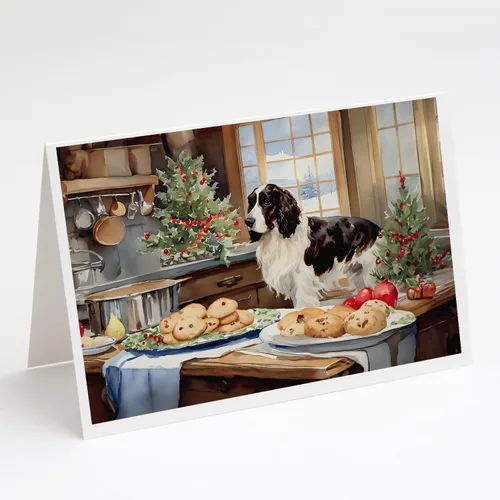 Miniatura 135 de Caroline's Treasures DAC3884GCA7P Paquete de 8 tarjetas en blanco de Navidad con galletas de husky siberiano Tarjetas de felicitación con sobres