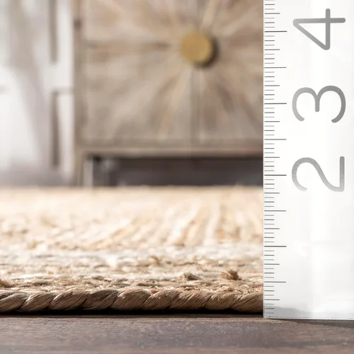 Miniatura 2 de nuLOOM Rikki - Alfombra costera trenzada de yute, 2 pies 6 pulgadas x 10 pies, color blanco hueso Rikki Blanquecino