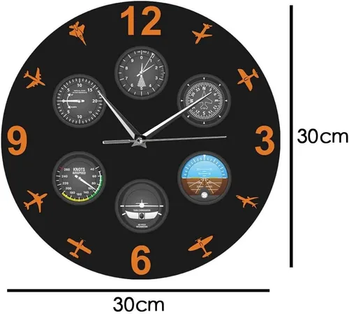 Miniatura 3 de Instrumento de vuelo Aviones Reloj de pared silencioso Aviación Aviador Reloj de pared Diseño moderno Piloto Decoración del hogar Regalo