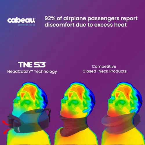 Miniatura 7 de Cabeau Almohada cervical de viaje para aviones – The Neck's Evolution, TNE S3 – Diseño de espuma viscoelástica de apoyo para vuelos de larga