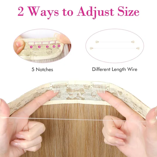 Miniatura 3 de REECHO - Extensiones de cabello con alambre transparente invisible, tamaño ajustable, broches de seguridad extraíbles en la extensión secreta recta