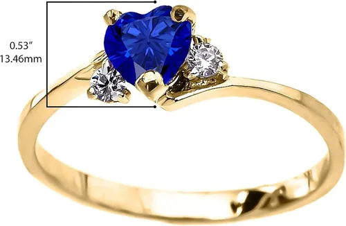 Miniatura 3 de Anillo de compromiso con piedra natal de septiembre con piedra natal de septiembre con zafiro azul y circonita cúbica blanca cultivado