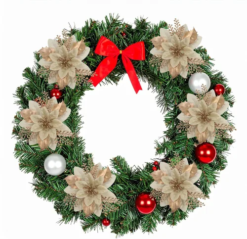 Miniatura 5 de 24 piezas de flores de Pascua doradas de 6 pulgadas para decoraciones de árbol de Navidad - Flores artificiales para adornos de árbol de Navidad