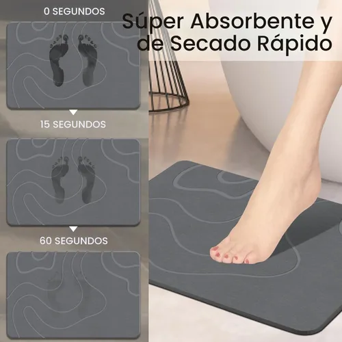 Miniatura 2 de ZIKIBL Alfombra de Baño de Piedra de Tierra de Diatomeas Alfombra de Ducha Antideslizante Súper Absorbente Alfombras de Piedra de Diatomita