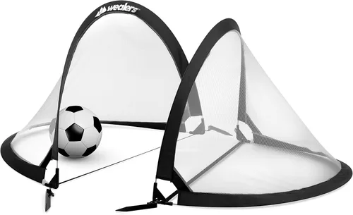 Juego de 2 porterías de fútbol plegables con bolsa de viaje, redes de portería de fútbol ultra portátiles de 4 pies para la playa, parque infantil,