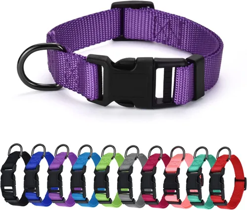 Miniatura 11 de AUDWUD Collar de nailon grueso, clásico ajustable, varios colores, adecuado para perros pequeños, medianos y grandes, 4 tamaños Esmeralda
