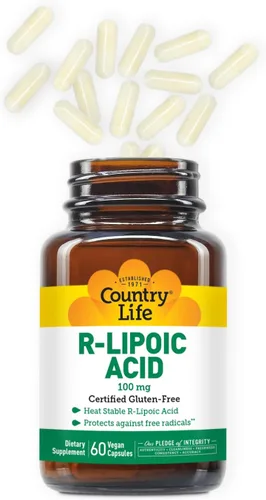 Miniatura 6 de Country Life Complejo de ácido R-alfa lipoico 300 mg - Ácido alfa lipoico 270 mg y ácido R-lipoico 30 mg - Soporte antioxidante - Sin levadura