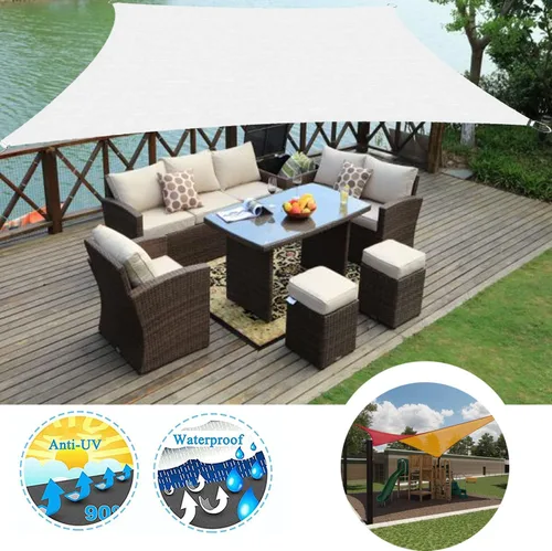 Miniatura 11 de Toldo tipo vela para exteriores, 10 x 20 pies, vela impermeable con bloqueo UV, tela resistente, protección solar, resistente al viento, grado Verde