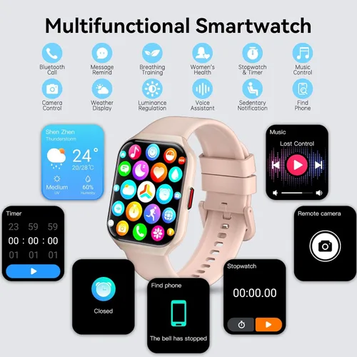 Miniatura 9 de Reloj inteligente, relojes inteligentes HD de 1.96 pulgadas para hombres y mujeres, (responder/hacer llamadas), reloj de fitness impermeable IP68