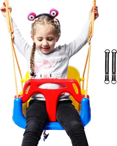Miniatura 13 de RedSwing Asiento de columpio 3 en 1 para bebé, columpios para niños pequeños, antideslizantes, cómodos y seguros, desmontable para bebés y Azul