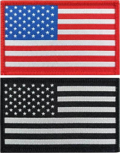 JBCD Paquete de 2 parches de bandera estadounidense, parche táctico de bandera del orgullo para ropa, sombrero, parche militar del equipo Paquete de