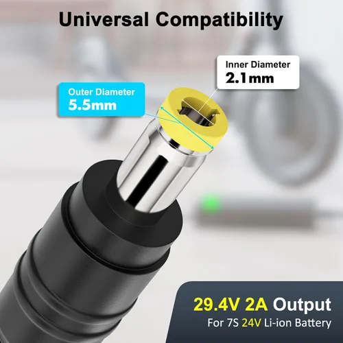 Miniatura 2 de Cargador de batería de litio de 24 V, adaptador de corriente universal de 29.4 V 2 A para batería de iones de litio 7S 24V con conector de CC
