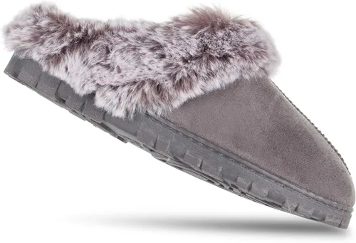 Miniatura 10 de Jessica Simpson - Zueco de piel sintética para mujer pantuflas cómodas y peludas para interiores con espuma viscoelástica