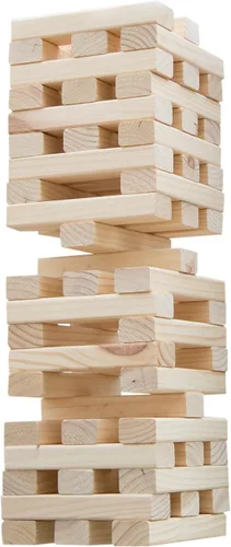 HEY! PLAY! Juegos de mesa apilables en torre con 54 bloques de madera gigantes, juegos de patio no tradicionales para niños y adultos con estuche de