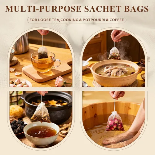 Miniatura 7 de 1800 bolsas de té para hojas sueltas, bolsas de filtro de té desechables a granel, bolsas de infusor con cordón vacías naturales para café, especias