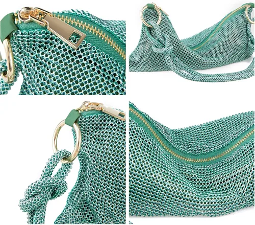 Miniatura 7 de Chanrekenti Bolso de noche con diamantes de imitación, bolso brillante con diamantes de imitación, bolso Hobo
