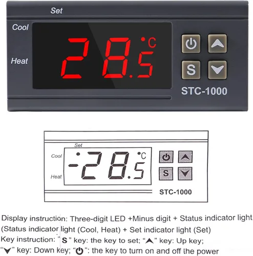 Miniatura 2 de 2 unids STC-1000 controlador de temperatura digital 110-220 V termostato incubadora termorregulador relé calefacción refrigeración con sensor cable