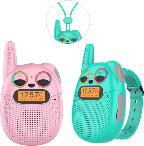 Miniatura 12 de Qniglo Walkie Talkies para niños recargables, paquete de 2, regalos de Navidad y cumpleaños, juguetes para niños y niñas de 3 a 12 años, walkie Azul