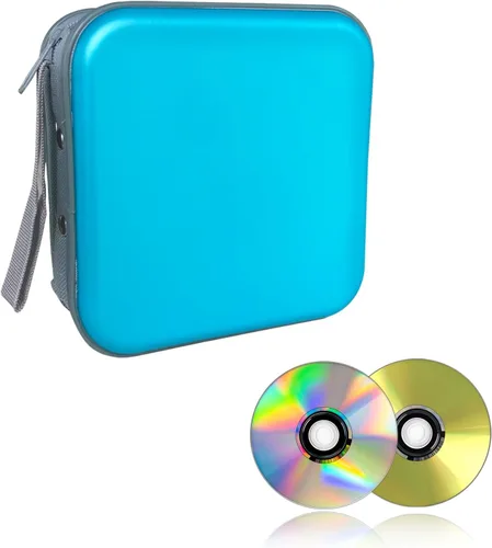 Miniatura 10 de Augeny Estuche de CD de capacidad para 48 unidades, soporte portátil de plástico duro para DVD, carpeta de almacenamiento de discos para automóvil