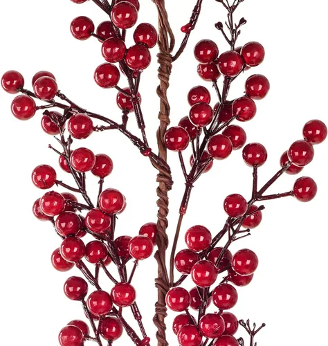 Miniatura 6 de Lvydec Guirnalda de bayas rojas de Navidad - Guirnalda artificial de bayas rojas de 6 pies con tallos flexibles para decoración de chimenea