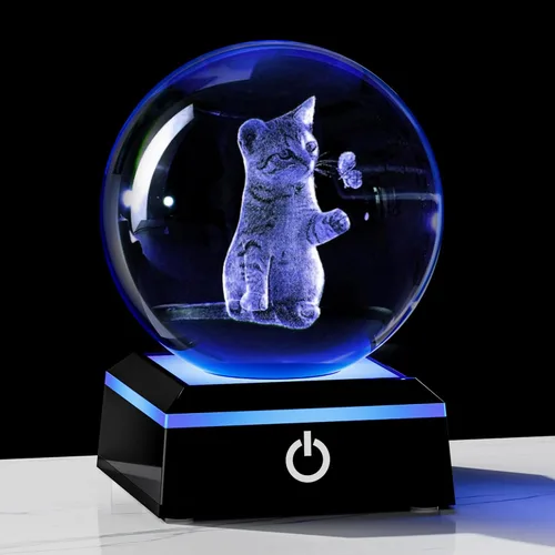 Miniatura 21 de Qianwei Lámpara de Medusa para Mujeres Bola de Cristal 3D 3.14'' - 80mm Láser Medusa Decoración de Vidrio Animales Lámpara Nocturna Regalos Figuras