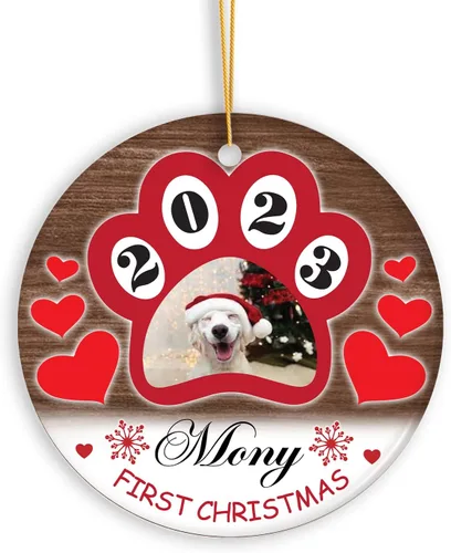 Miniatura 12 de Adorno personalizado de aniversario de boda, foto personalizada con nombre y fecha, adorno de aniversario de boda Navidad 2023, regalos de Navidad