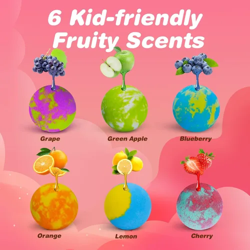 Miniatura 5 de Bombas de baño para niños con juguetes sorpresa en el interior, paquete de 6 bombas de baño de regalo con vehículos de tracción trasera, juego