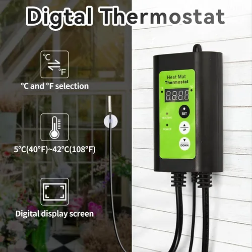 Miniatura 4 de Calentador de invernadero con termostato digital, calentadores eléctricos para exteriores de 1500 W para patio, calentamiento rápido, protección