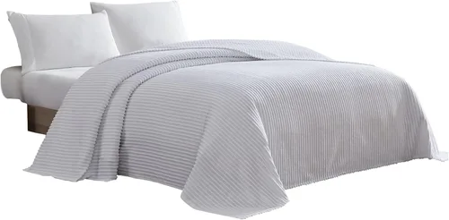 Miniatura 13 de Beatrice Home Fashions Colcha de chenilla de canal, matrimonial, color azul