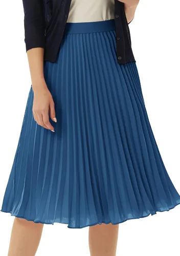 Miniatura 158 de GRACE KARIN - Falda plisada de gasa para mujer, con cintura alta y elástica, vuelo, corte acampanado y longitud por debajo de la rodilla
