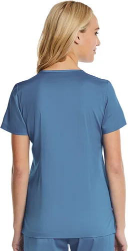 Miniatura 2 de Mock Wrap Scrub Top para las mujeres 2 bolsillos 4-Way Stretch para Medical Dental Spa EL9115