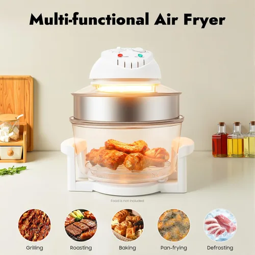 Miniatura 3 de Freidora de aire de vidrio, horno freidora de aire extra grande de 17.96 cuartos de galón – Cocina halógena turbo de tamaño familiar 4 en 1