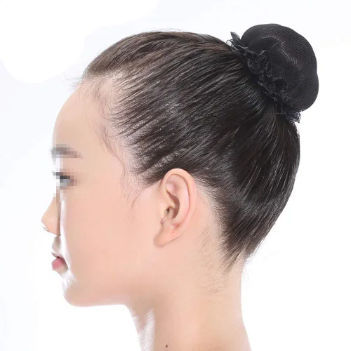 Miniatura 2 de 8 redes de pelo reutilizables para moño, red elástica con borde de flor para ballet, cubierta de moño de ballet, patinaje, gimnasia, actuación
