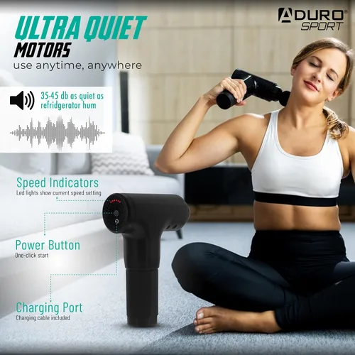 Miniatura 5 de Pistola de masaje de percusión Aduro Pistola de masaje muscular de tejido profundo, Elite Recovery™ Pistola masajeadora eléctrica de mano perfecta