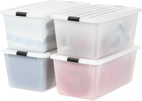 Miniatura 12 de IRIS USA Contenedores de almacenamiento de plástico apilables de 72 cuartos de galón con tapas, paquete de 6 unidades, sin BPA, fabricados