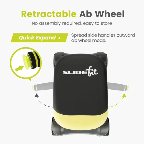 Miniatura 8 de WONDER CORE Slide Fit, tabla de rodillo abdominal con 4 ruedas, rueda abdominal automática de rebote para entrenamiento del core