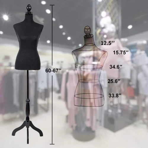 Miniatura 7 de Forma de vestido para coser ropa, soporte de maniquí, cuerpo de maniquí ajustable para exhibiciones de mujer, modelo de torso de joyería con soporte